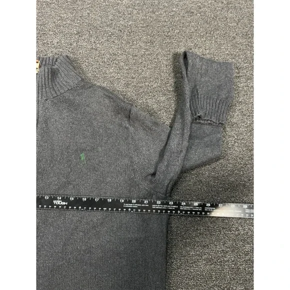 Polo Ralph Lauren 1/4 Zip Sweater Men Large Gray Chunky Knit Pony Preppy Estate - Picture 7 of 7